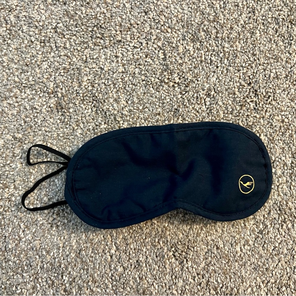 Black Sleep Mask with Lufthansa Logo - New